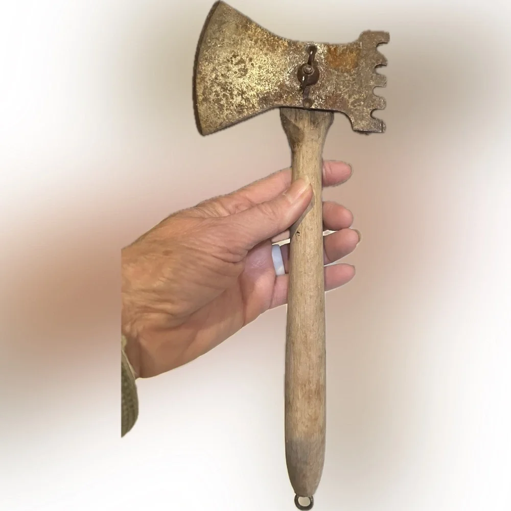 1911 ANTQ VTG RARE MEAT TENDERIZER CHOPPER ICE HAMMER KITCHEN TOOL WOODEN HANDLE